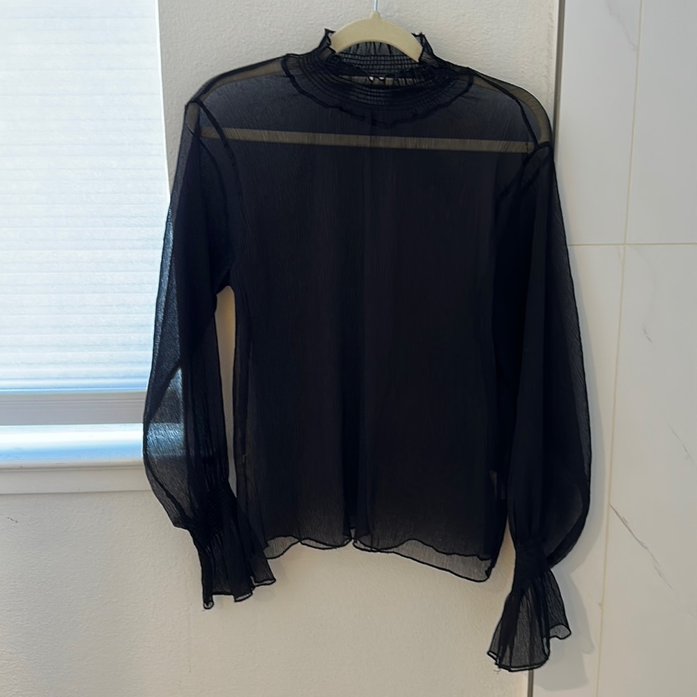 OAK+FORT ruffle see through blouse